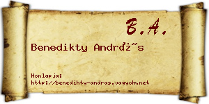 Benedikty András névjegykártya